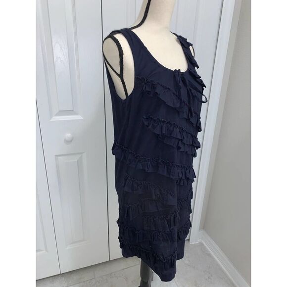 J. Crew Ruffled Sleeveless Navy Dress- S/M - Picture 5 of 7